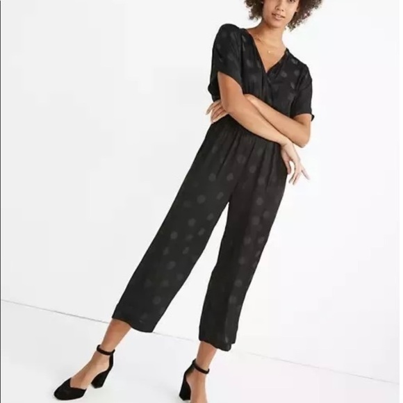 NWT Madewell Wrap Front Smock Waist Jumpsuit in Dot Jacquard Size Small - Picture 1 of 16